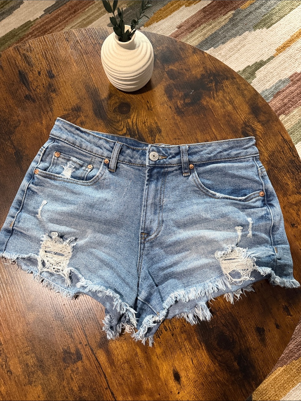 Almost Famous High-Rise Frayed Denim Shorts